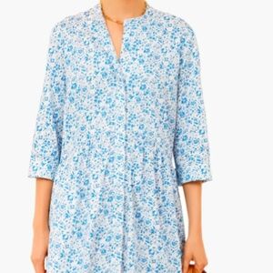 Classic Blue Ditsy Royal Shirt Dress